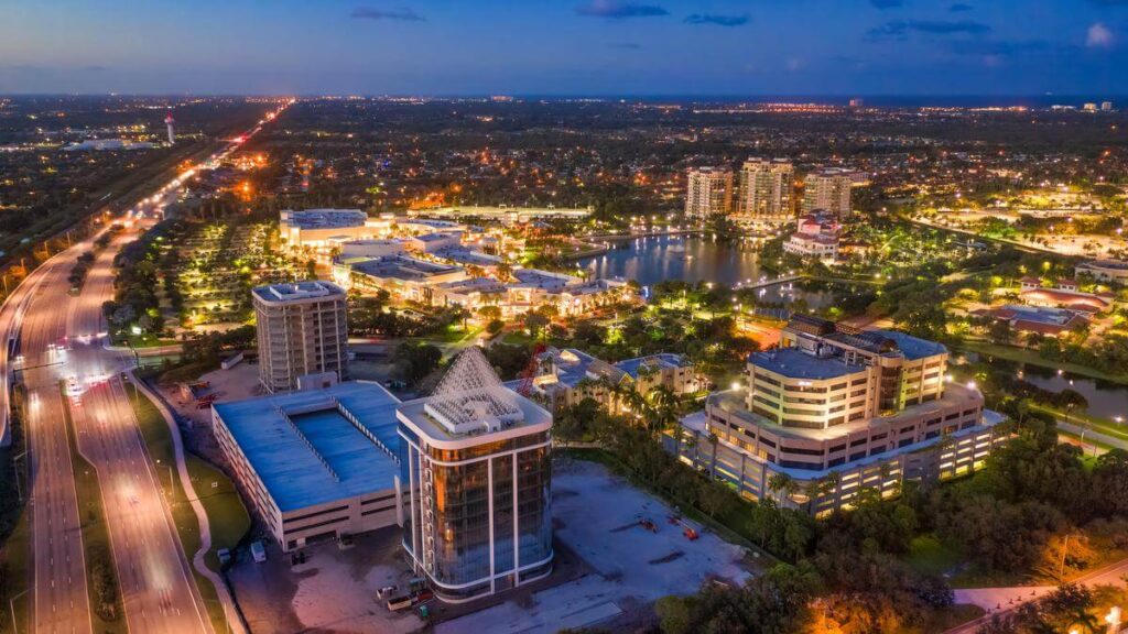 Aerial Palm Beach Gardens FL, A1A Tile Installation